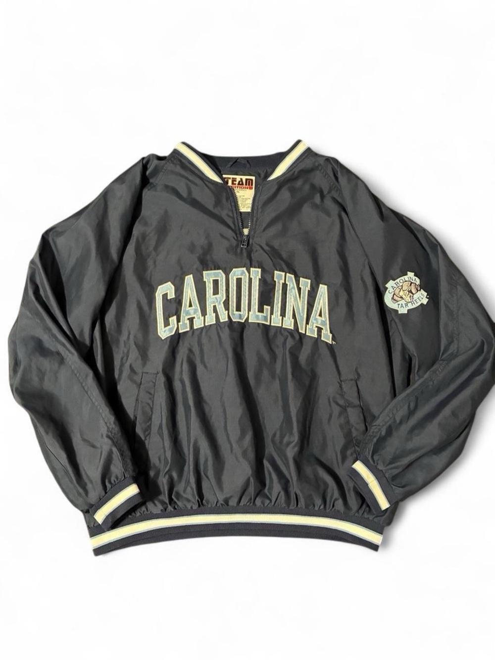 Vintage 90s UNC Tar Heels Team Edition quarter-zip pullover windbreaker jacket